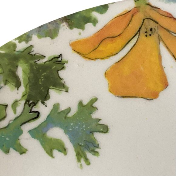 Rainbow Gate Santa Fe New Mexico Floral Plate Handmade Poppies Butterflies 10.5” - Picture 6 of 10